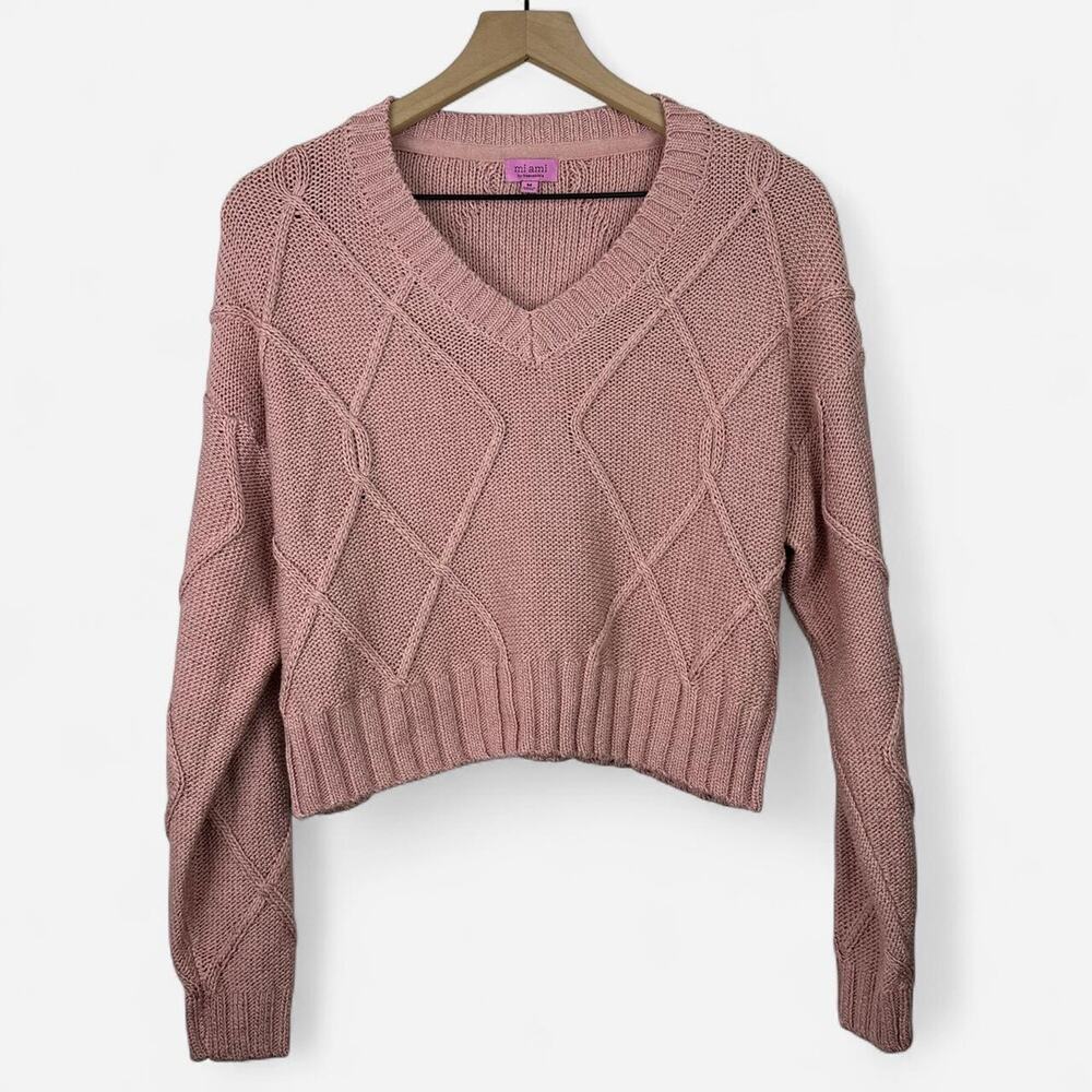 Francescas dusty rose pink cable knit sweater